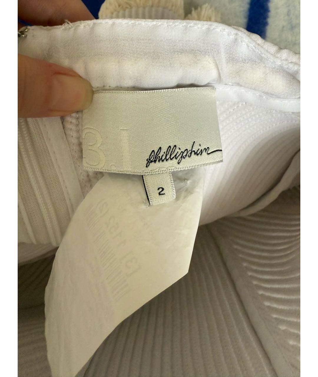 3.1 PHILLIP LIM Белая хлопковая юбка мини, фото 3