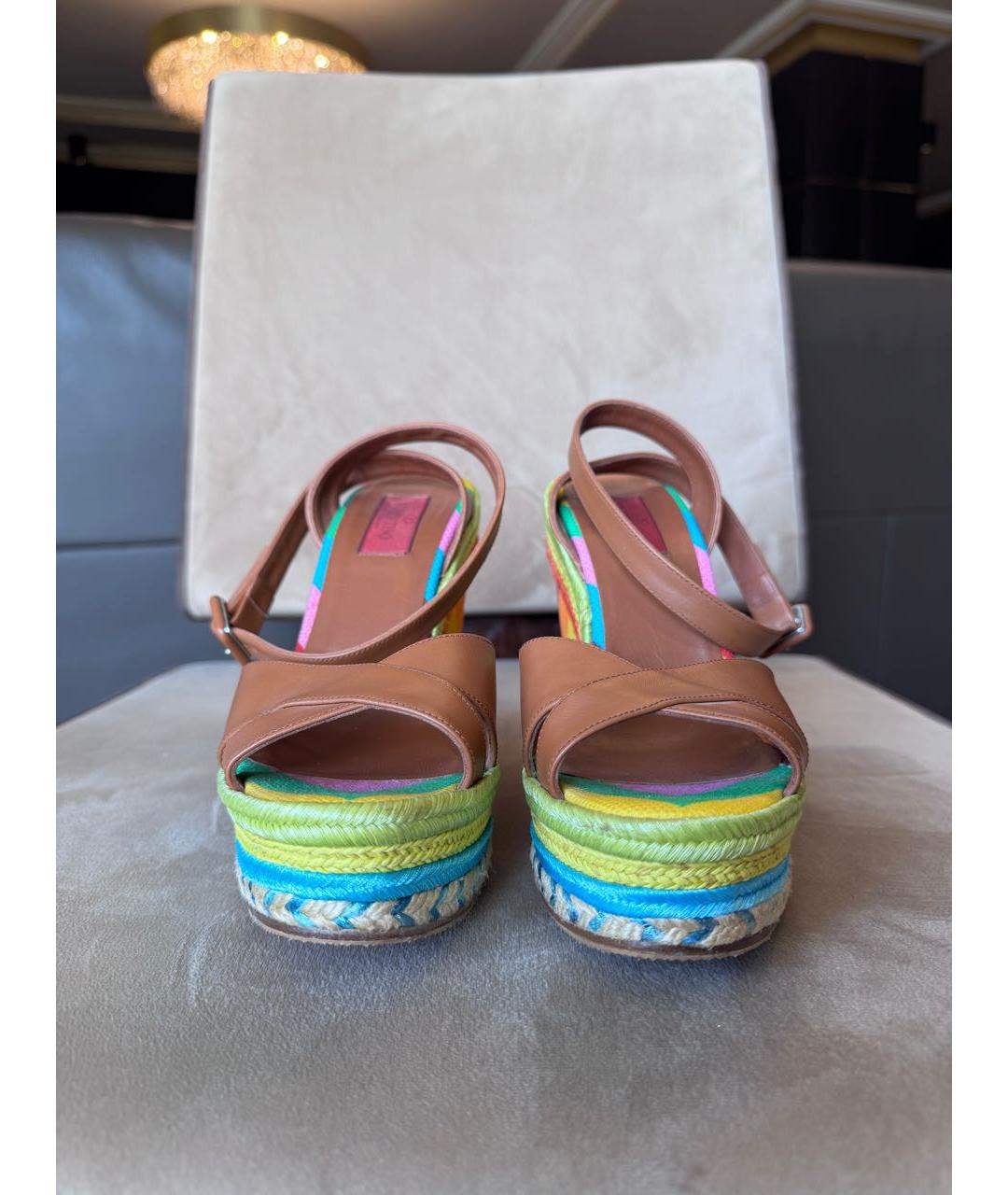 VALENTINO Коричневые кожаные босоножки, фото 2
