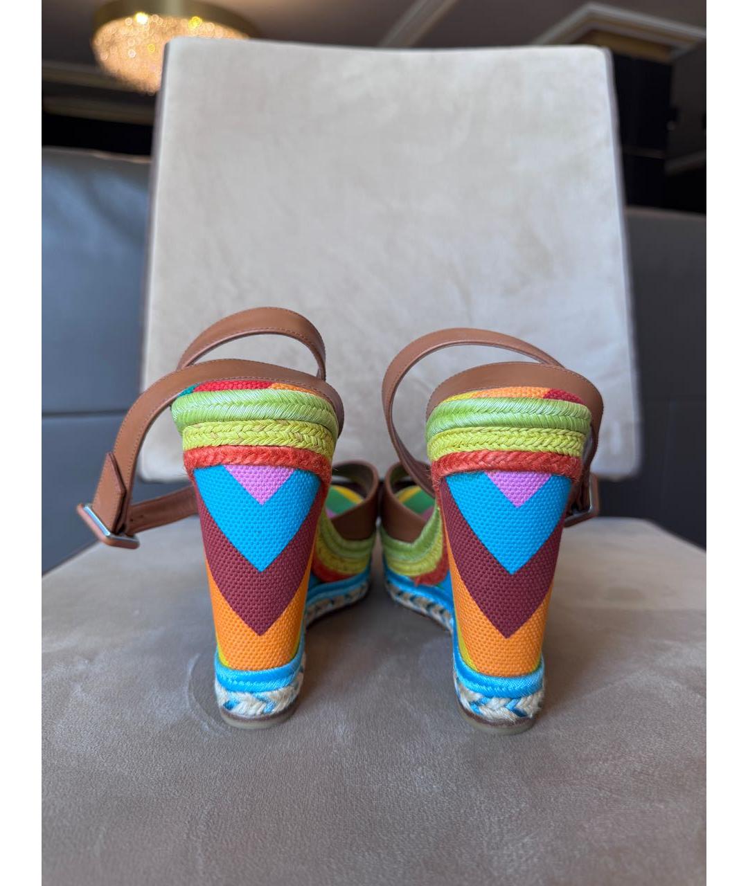 VALENTINO Коричневые кожаные босоножки, фото 4