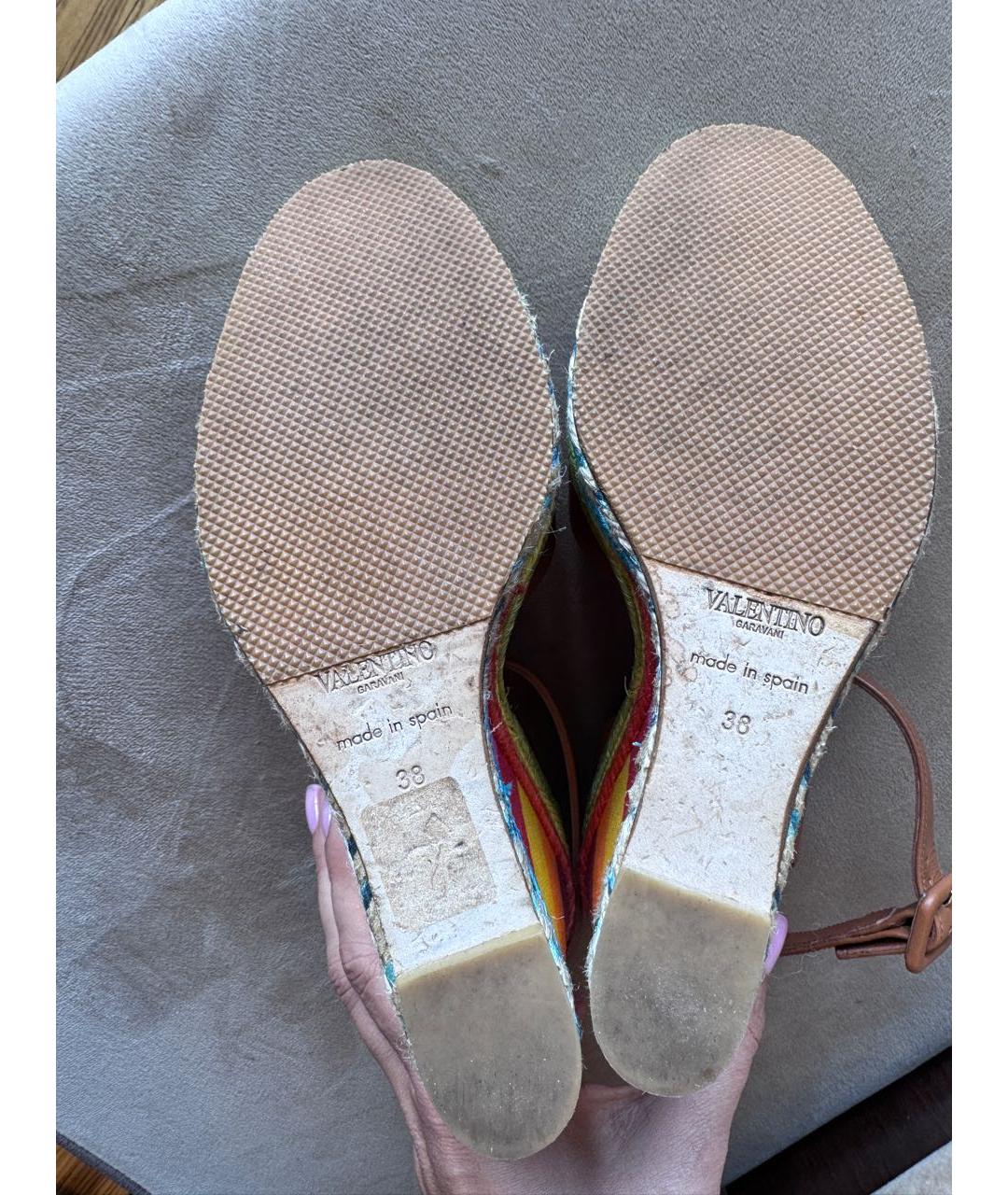 VALENTINO Коричневые кожаные босоножки, фото 5