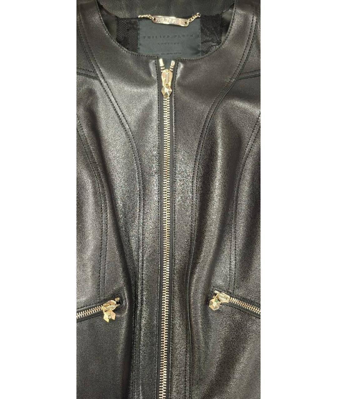 PHILIPP PLEIN Черная кожаная куртка, фото 4