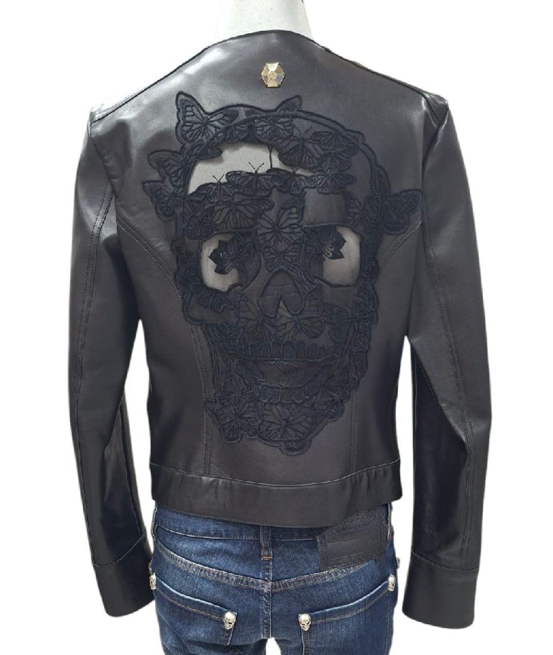 PHILIPP PLEIN Черная кожаная куртка, фото 2