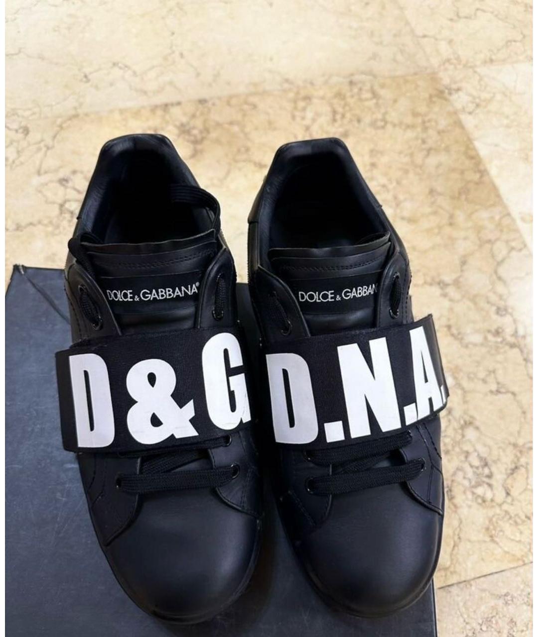 DOLCE&GABBANA Черные кожаные низкие кроссовки / кеды, фото 3
