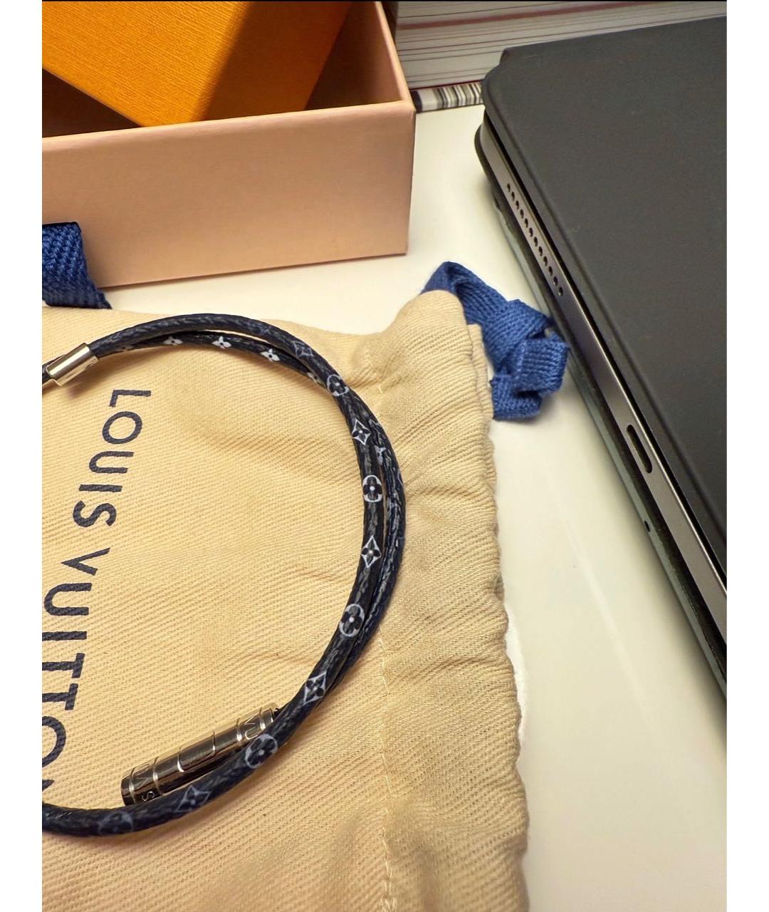 LOUIS VUITTON Синий кожаный браслет, фото 4