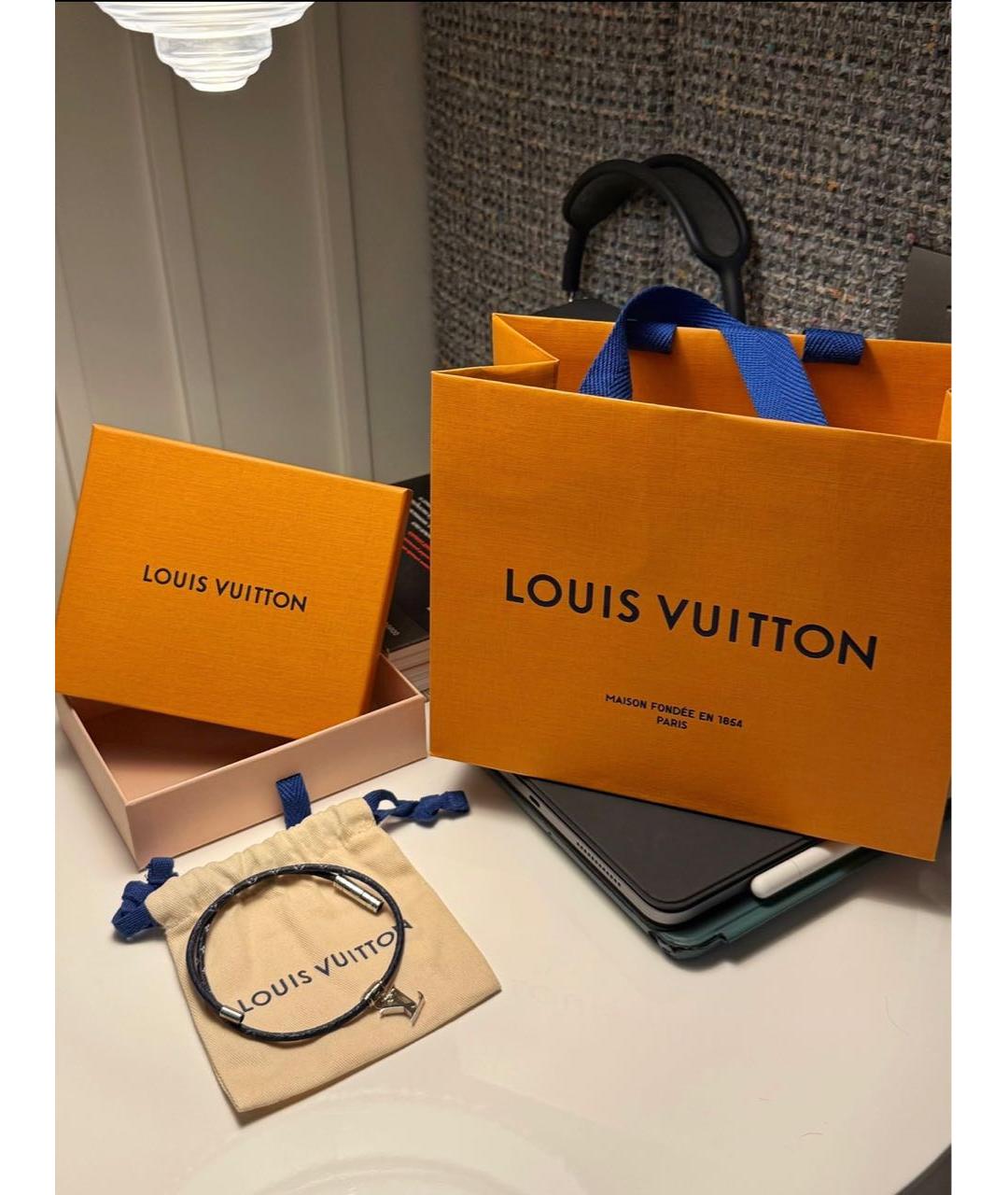 LOUIS VUITTON Синий кожаный браслет, фото 2