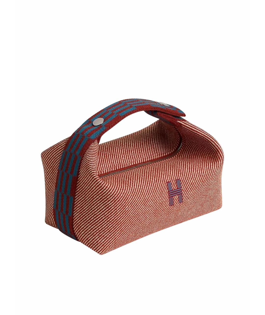 HERMES Коралловая шерстяная сумка с короткими ручками, фото 1