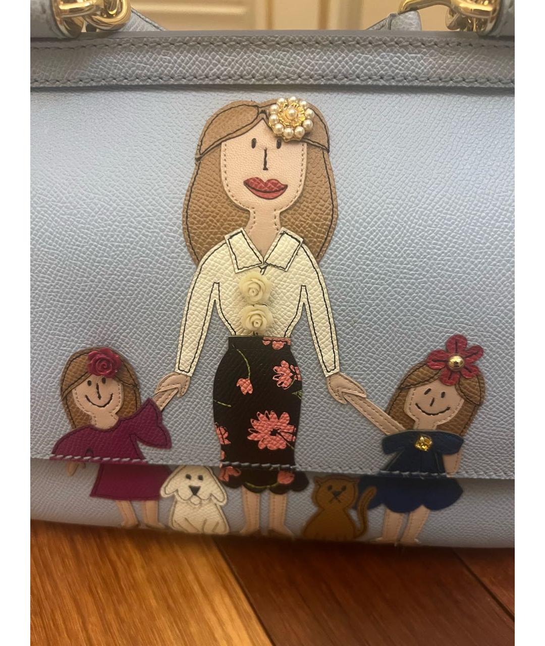 DOLCE&GABBANA Голубая кожаная сумка с короткими ручками, фото 5