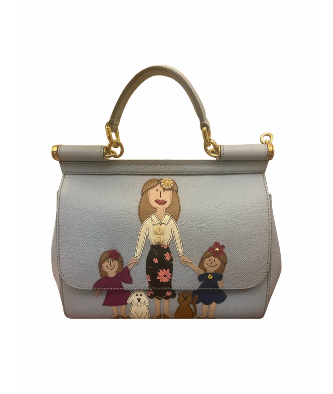DOLCE&GABBANA Голубая кожаная сумка с короткими ручками, фото 1