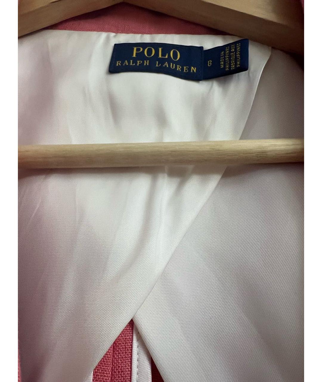 POLO RALPH LAUREN Коралловый льняной жакет/пиджак, фото 5