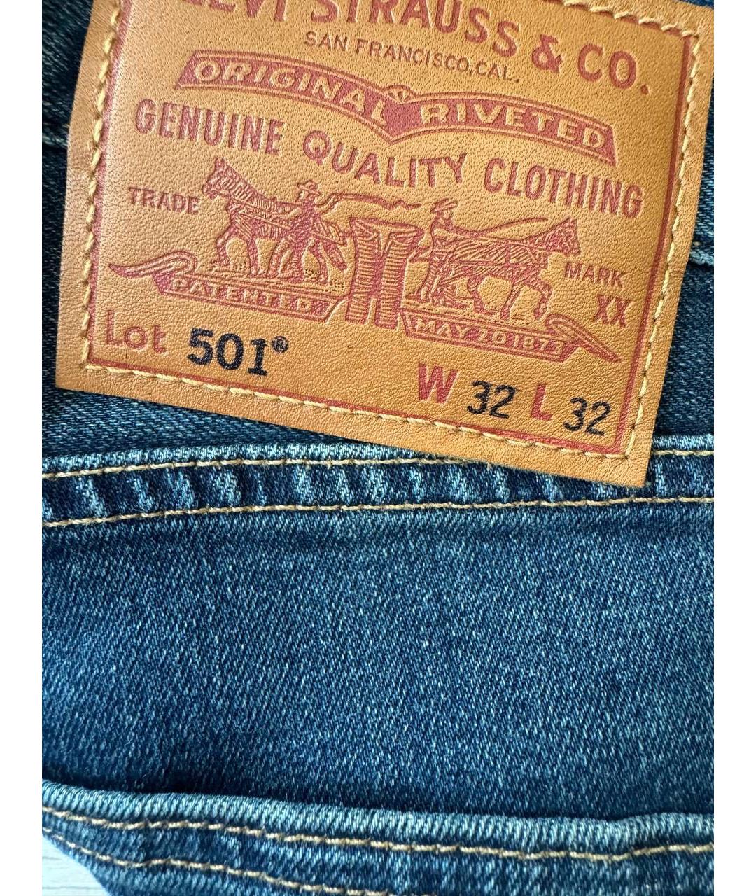 LEVI'S Темно-синие хлопко-полиэстеровые джинсы, фото 4