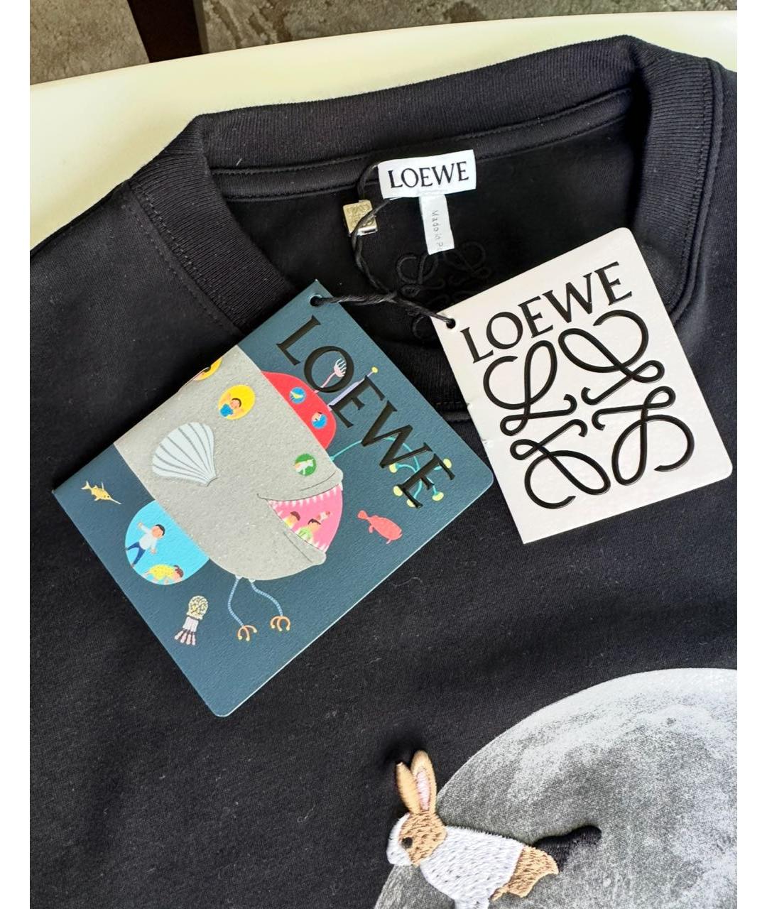 LOEWE Черная хлопковая футболка, фото 3