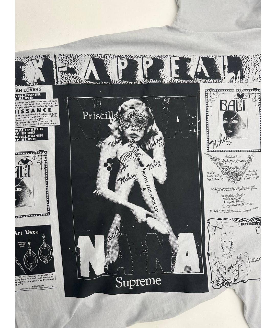 SUPREME Серая хлопковая футболка, фото 3