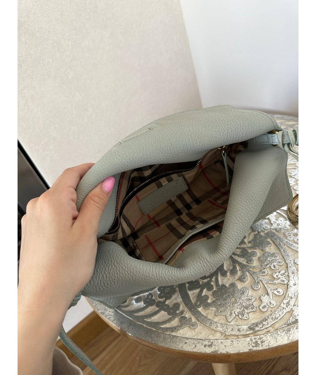 BURBERRY Голубая кожаная сумка тоут, фото 4