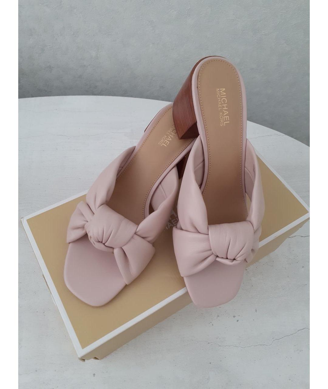 MICHAEL KORS Розовые кожаные мюли, фото 6