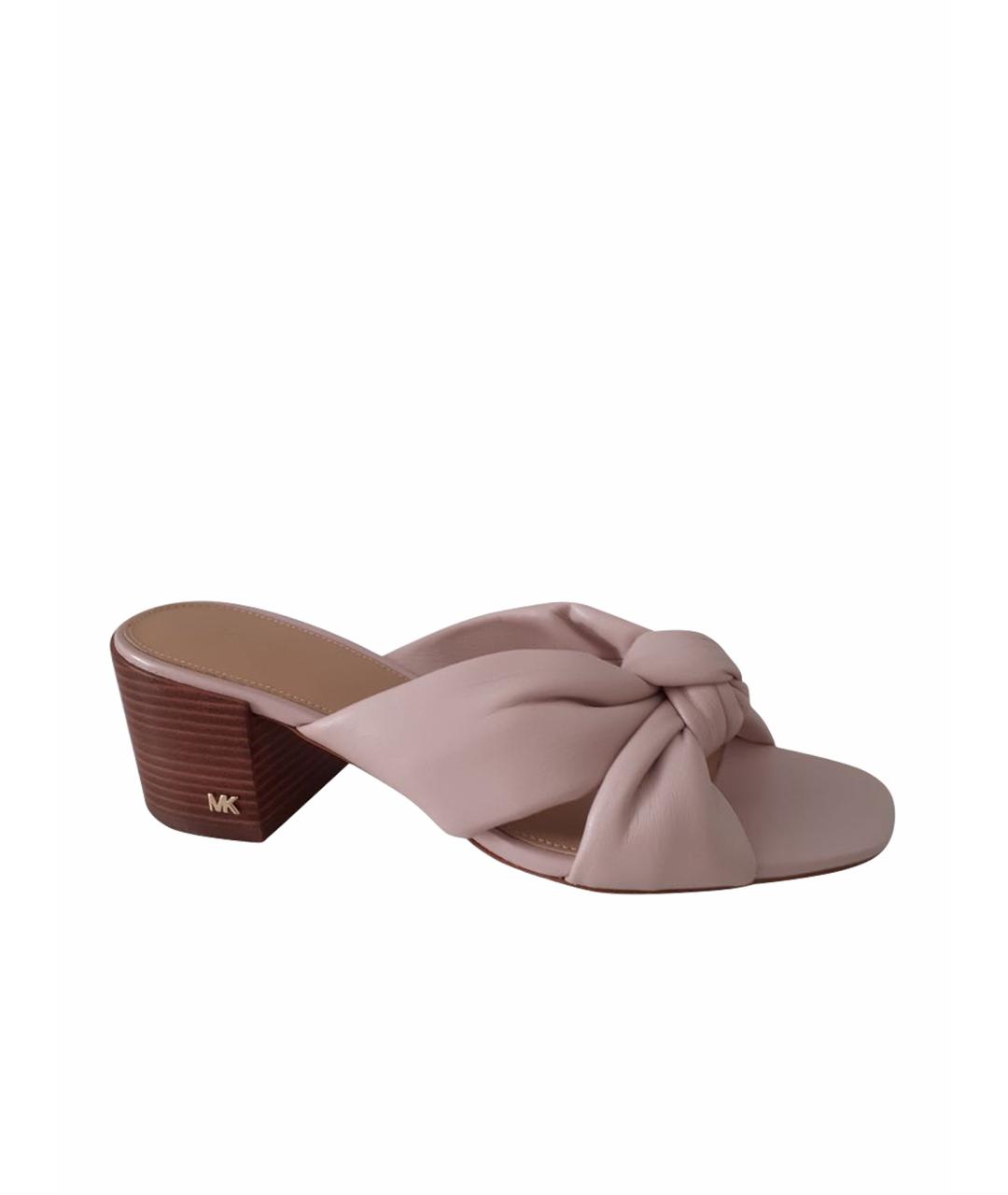 MICHAEL KORS Розовые кожаные мюли, фото 1