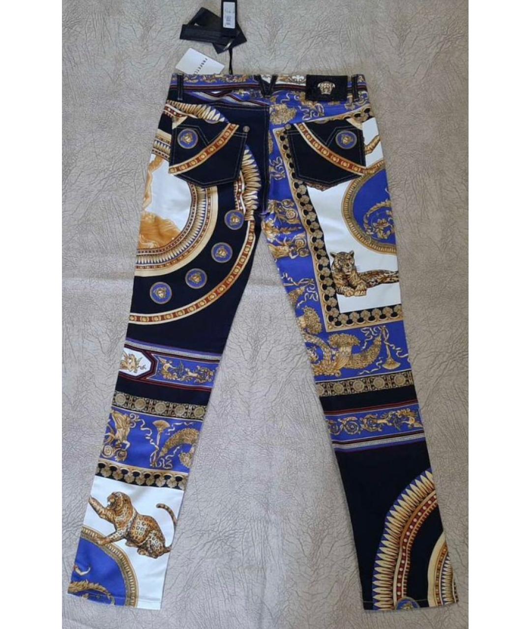 VERSACE Мульти хлопко-эластановые джинсы слим, фото 2