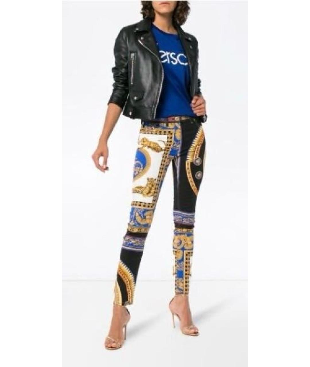 VERSACE Мульти хлопко-эластановые джинсы слим, фото 3