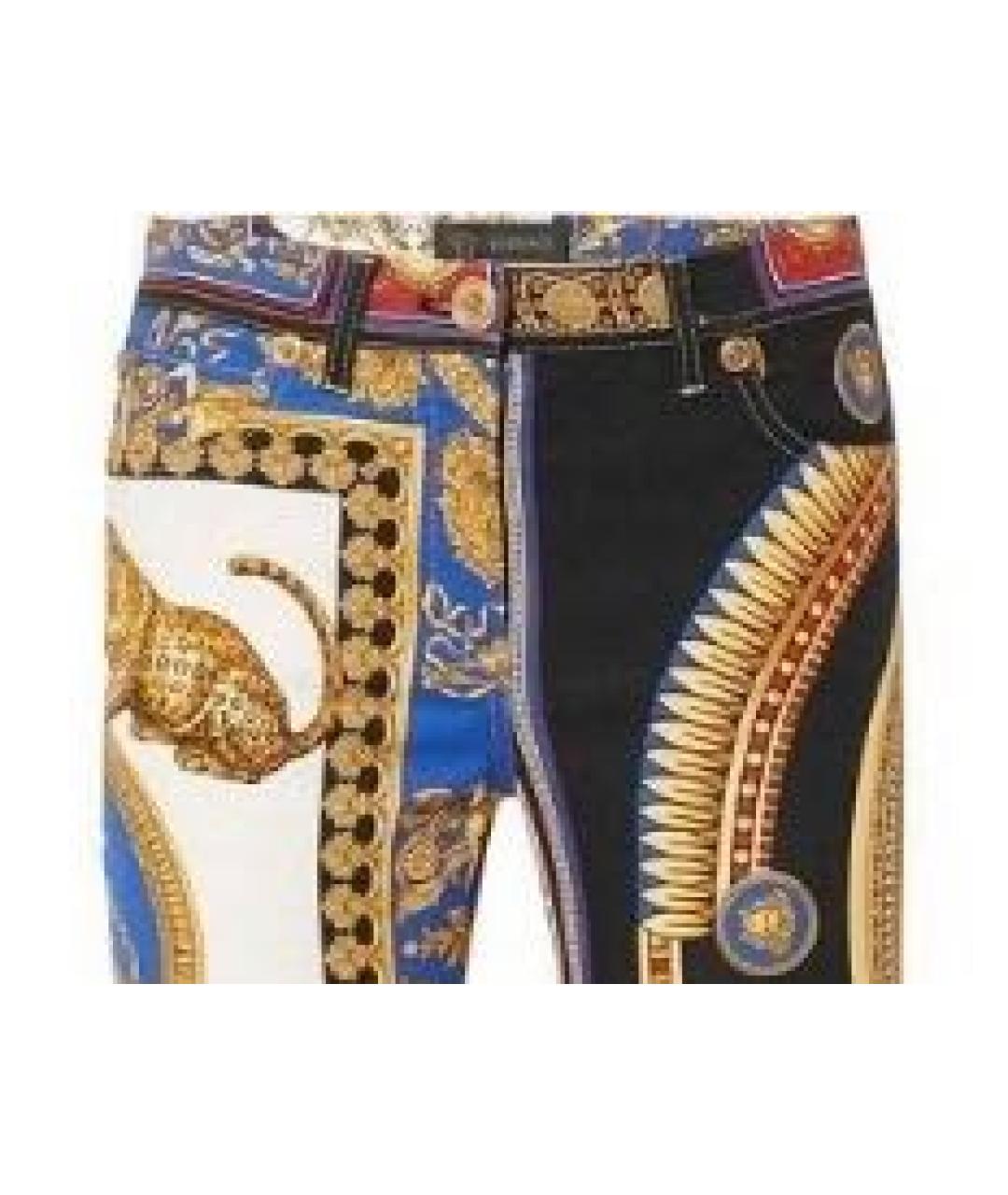 VERSACE Мульти хлопко-эластановые джинсы слим, фото 4