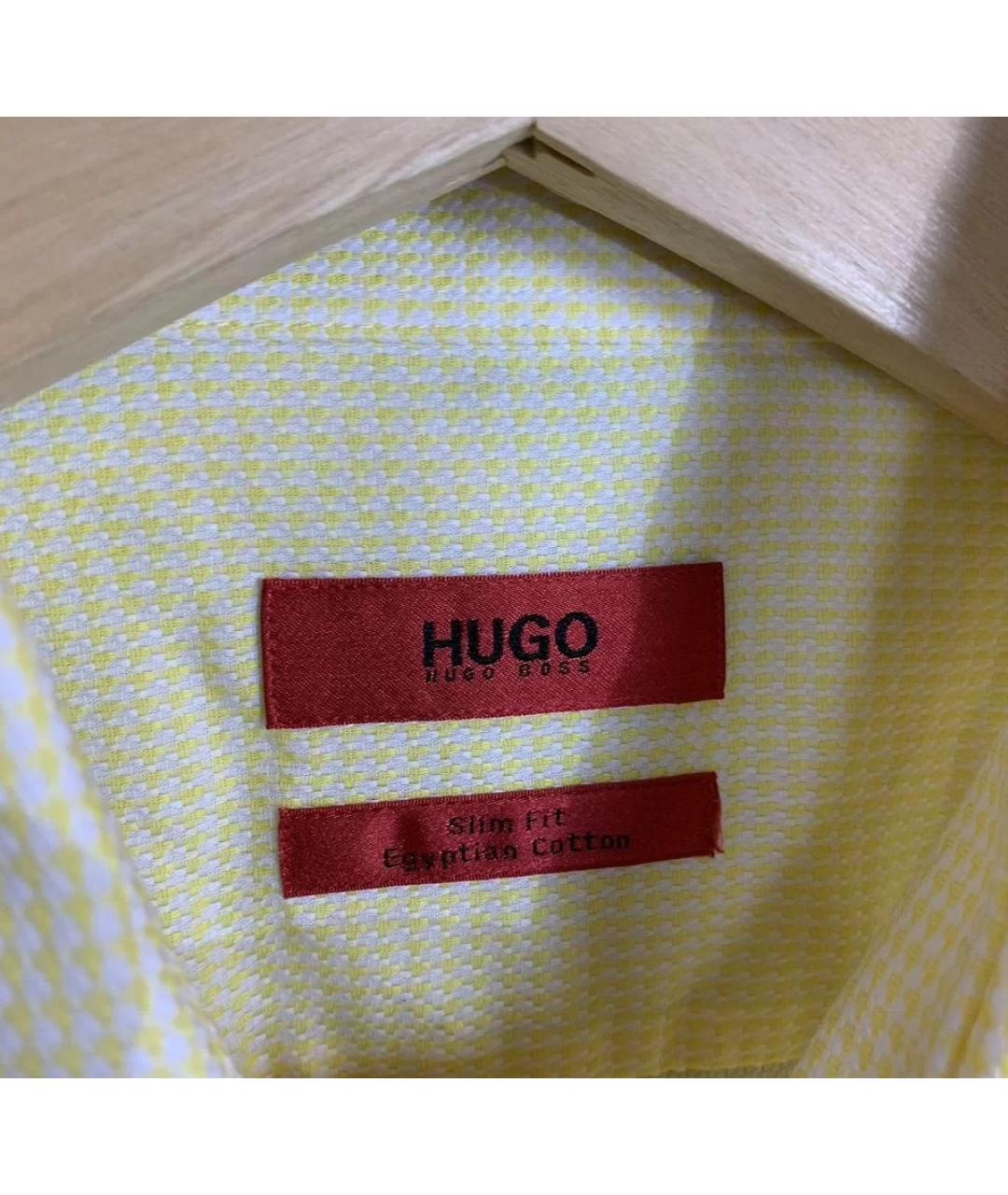 HUGO BOSS Желтая хлопковая классическая рубашка, фото 2