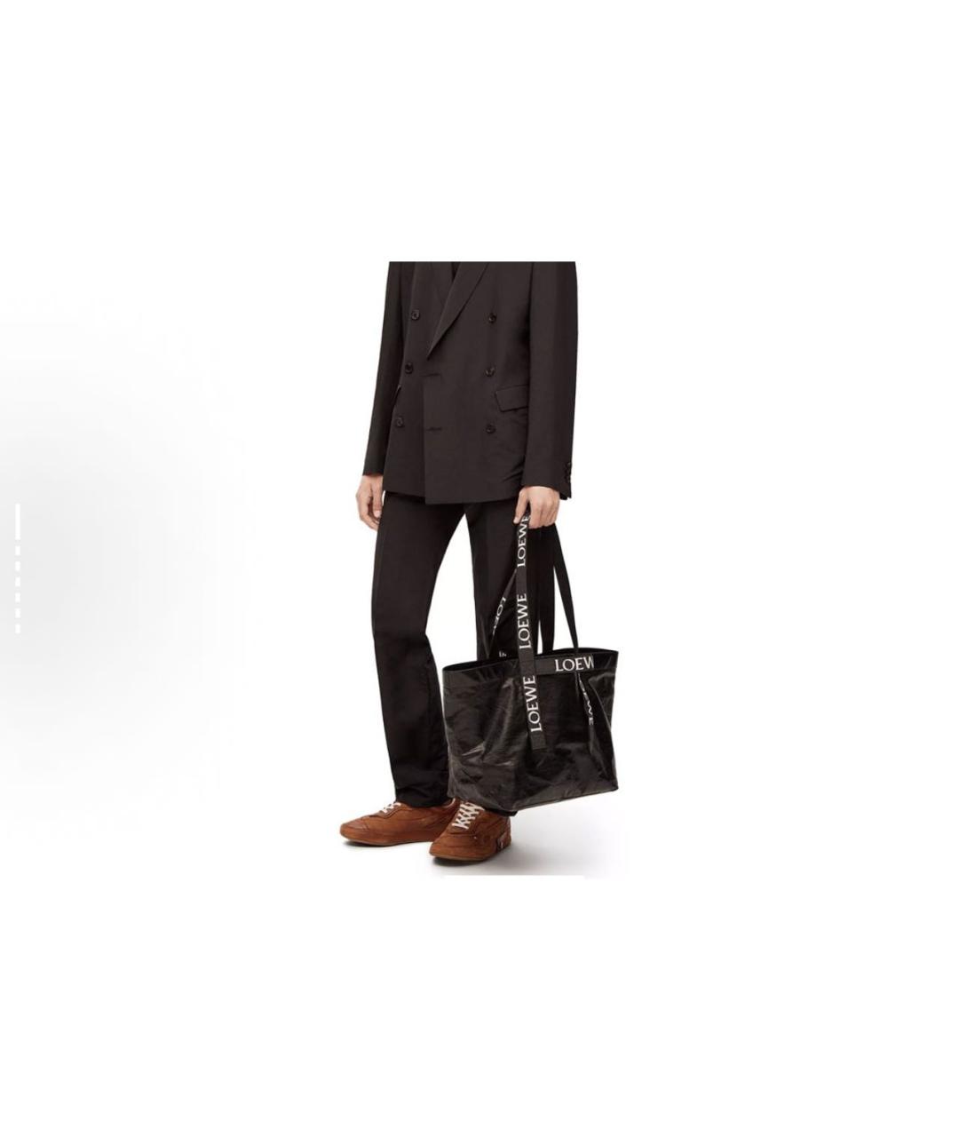 LOEWE Черная кожаная сумка тоут, фото 8