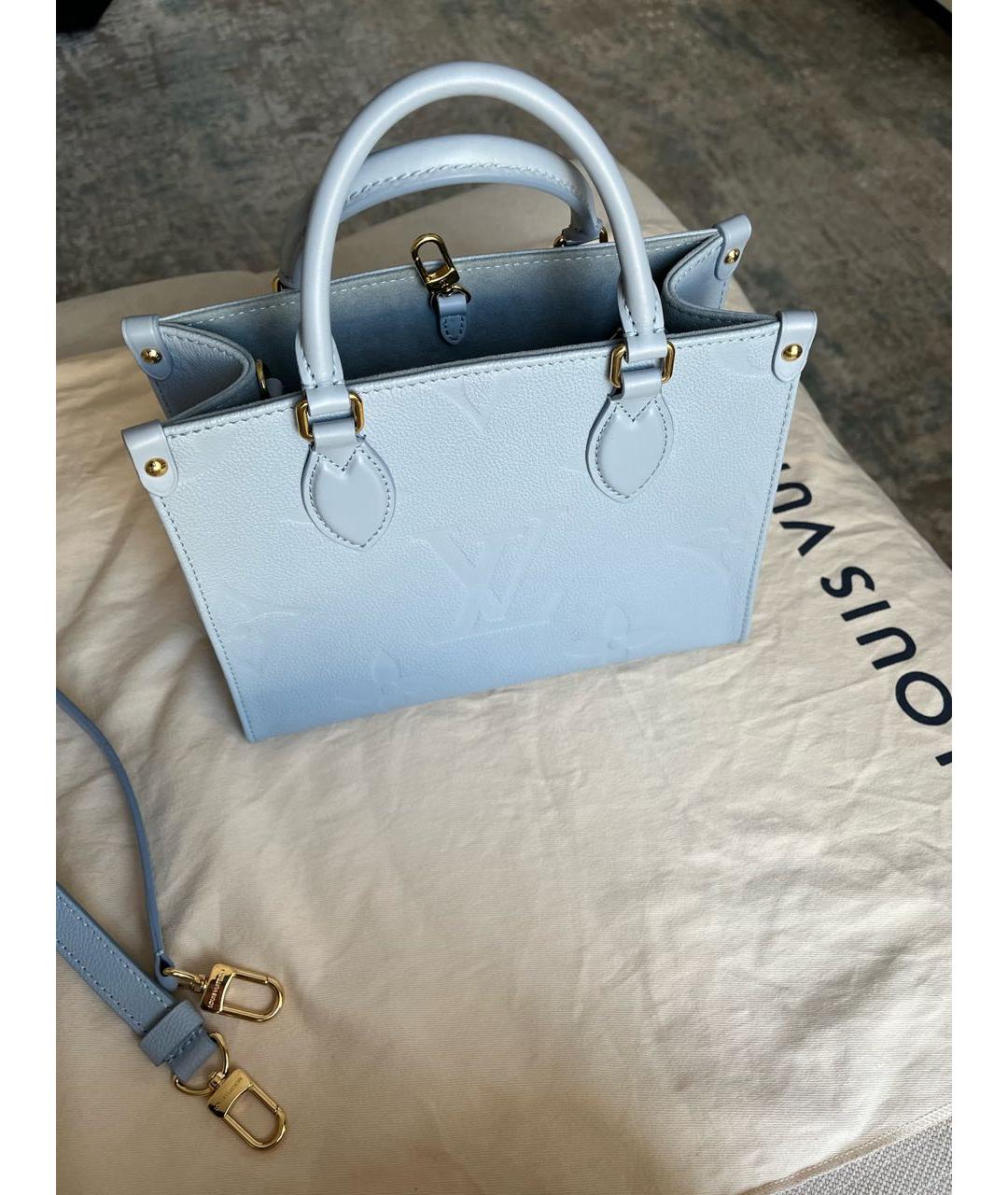 LOUIS VUITTON Голубая кожаная сумка тоут, фото 9