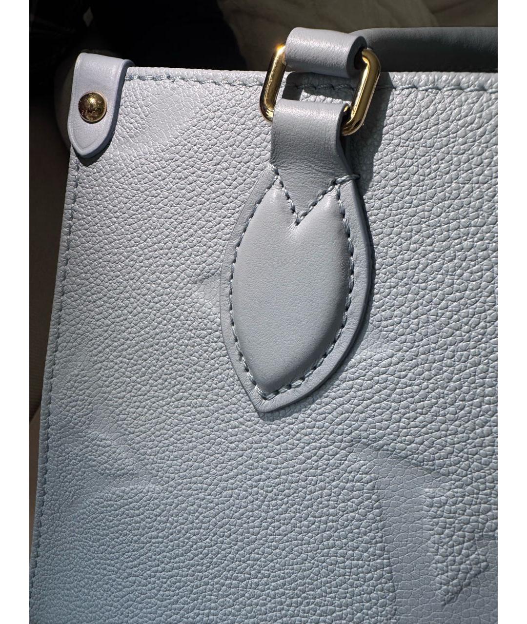 LOUIS VUITTON Голубая кожаная сумка тоут, фото 7