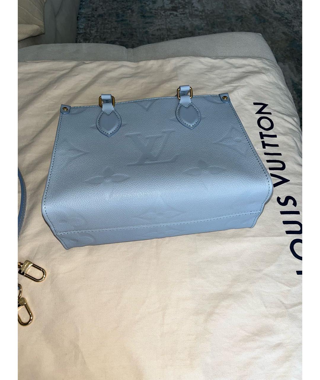 LOUIS VUITTON Голубая кожаная сумка тоут, фото 2