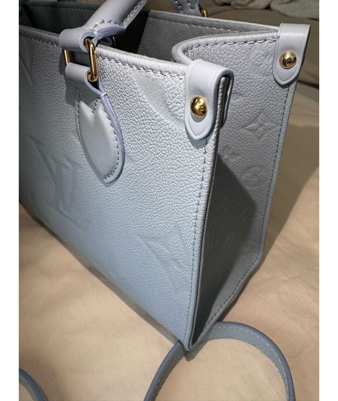 LOUIS VUITTON Голубая кожаная сумка тоут, фото 8