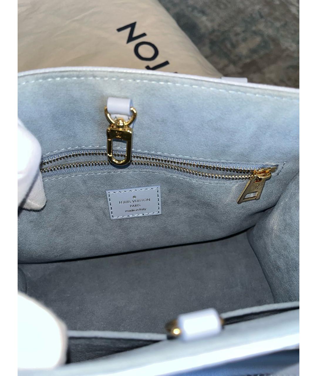 LOUIS VUITTON Голубая кожаная сумка тоут, фото 5