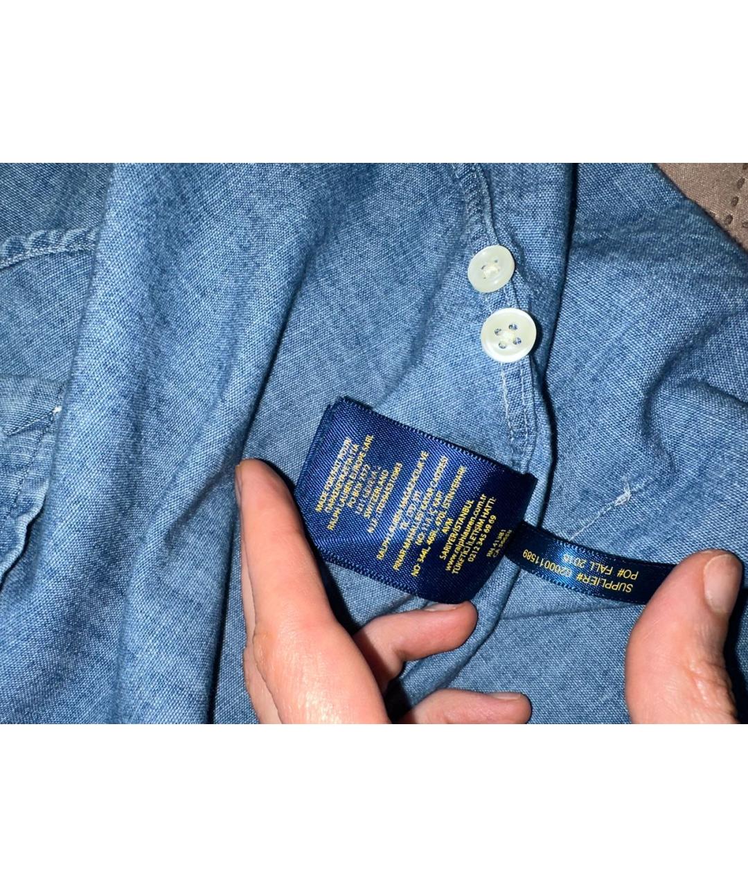 POLO RALPH LAUREN Синяя хлопковая рубашка, фото 4