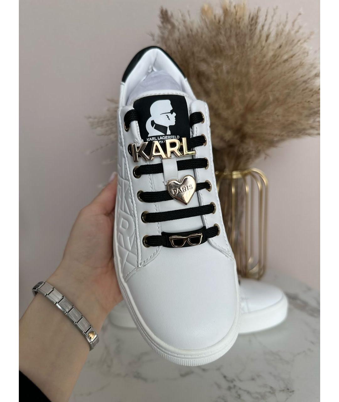 KARL LAGERFELD Белые кожаные кеды, фото 5