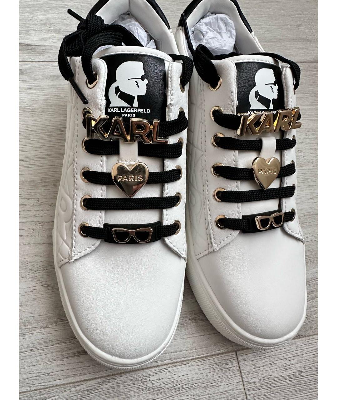 KARL LAGERFELD Белые кожаные кеды, фото 4