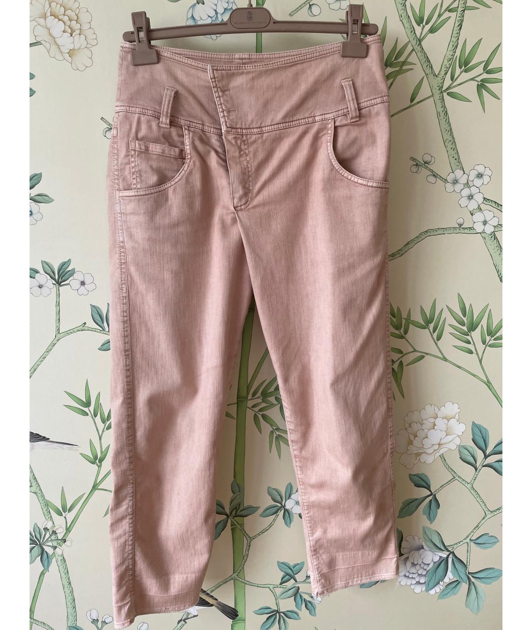 BRUNELLO CUCINELLI Коралловые хлопко-лиоцелловые прямые джинсы, фото 10
