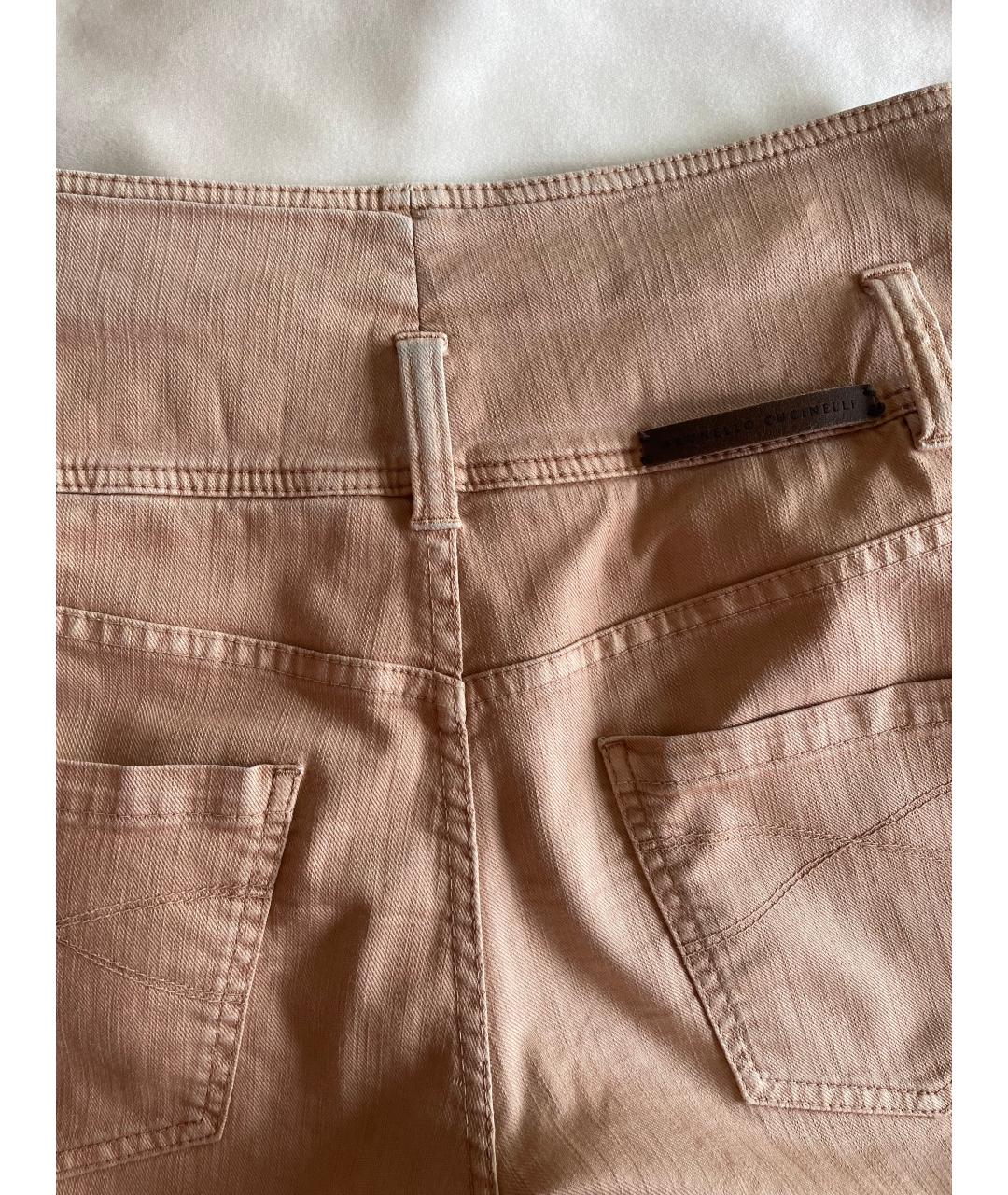BRUNELLO CUCINELLI Коралловые хлопко-лиоцелловые прямые джинсы, фото 5