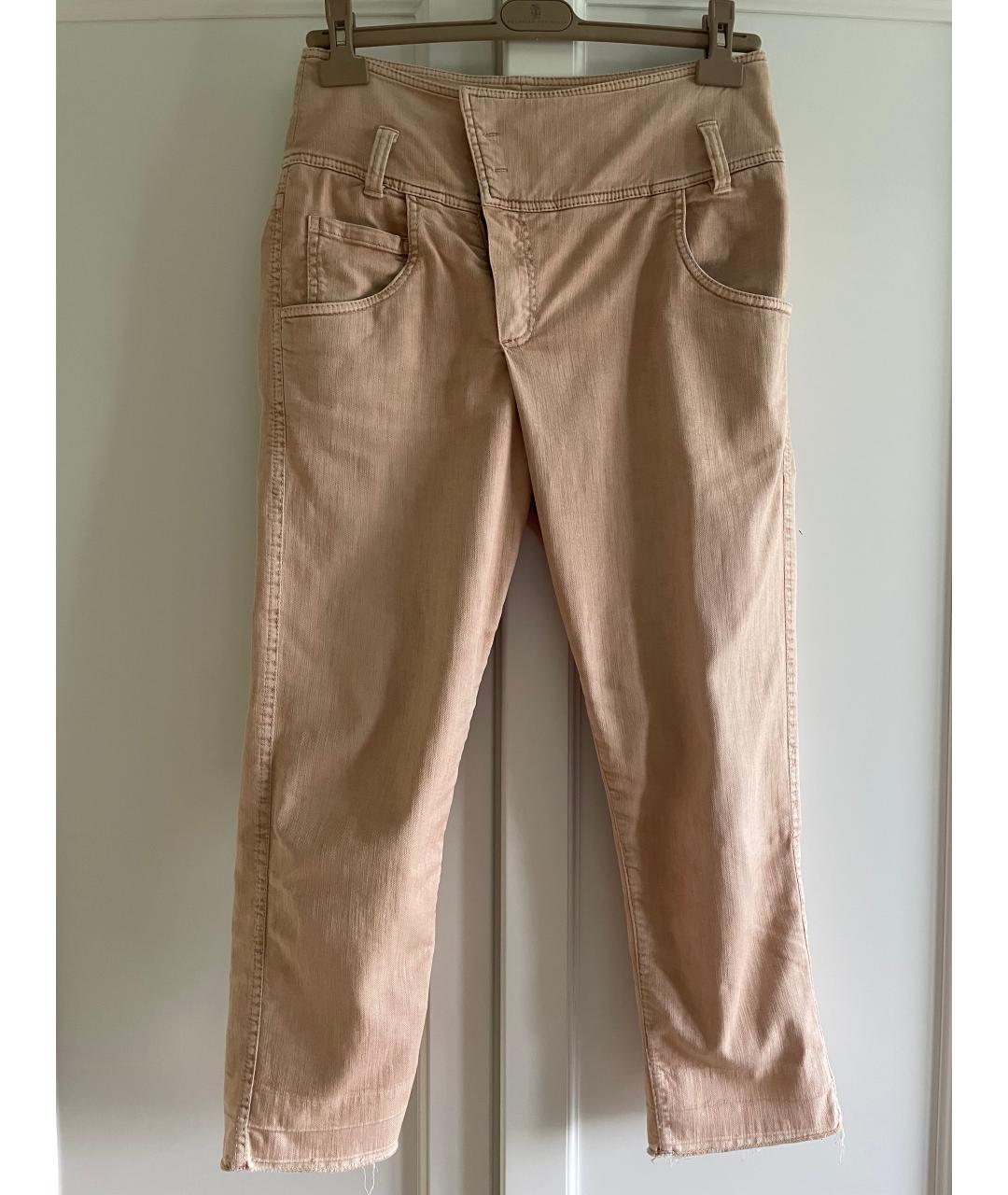 BRUNELLO CUCINELLI Коралловые хлопко-лиоцелловые прямые джинсы, фото 9