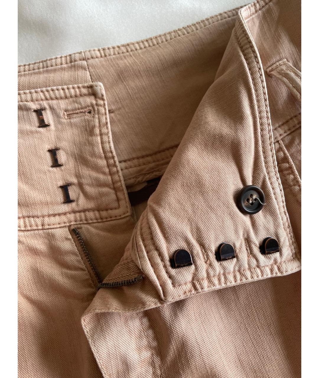 BRUNELLO CUCINELLI Коралловые хлопко-лиоцелловые прямые джинсы, фото 4