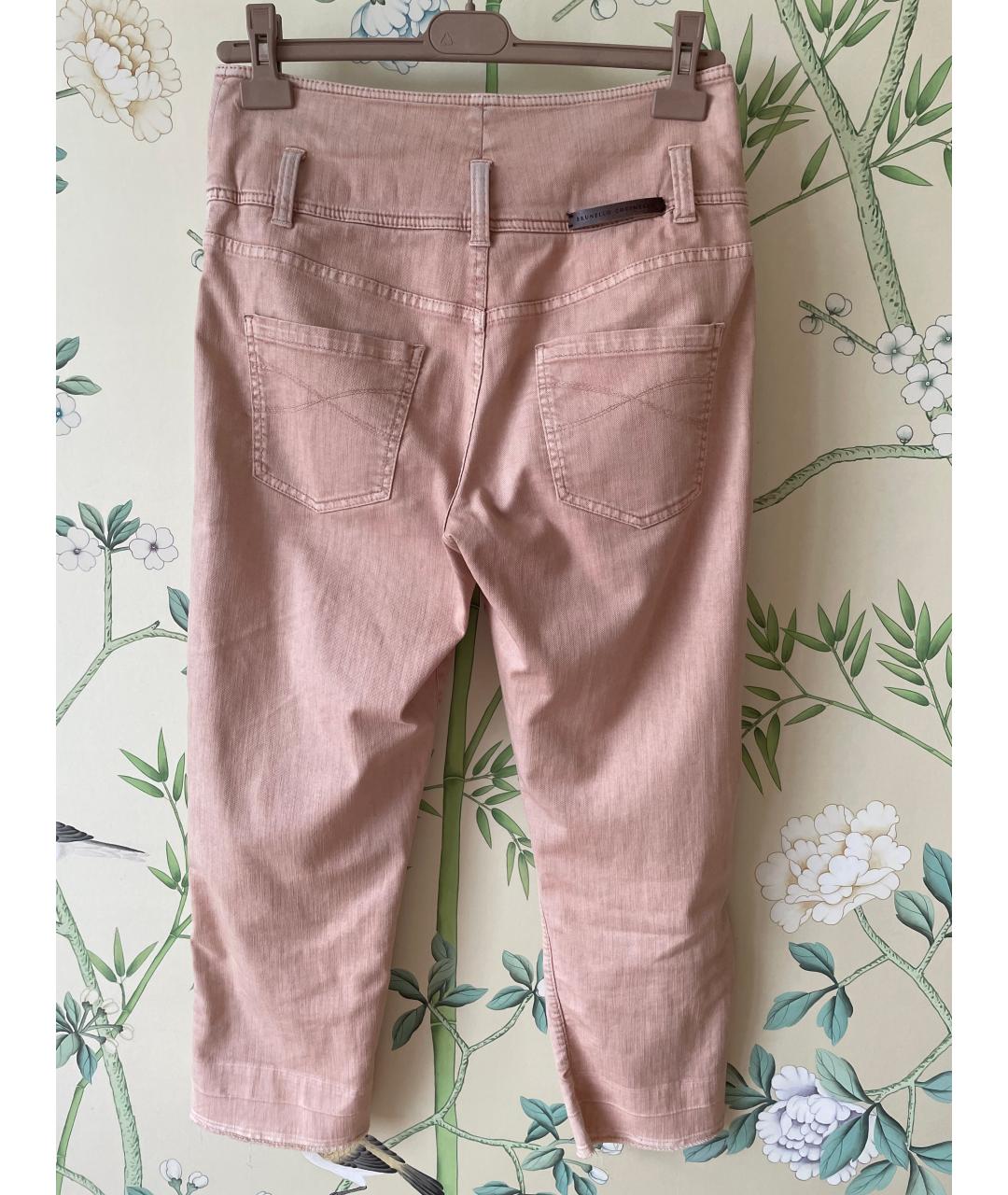 BRUNELLO CUCINELLI Коралловые хлопко-лиоцелловые прямые джинсы, фото 2