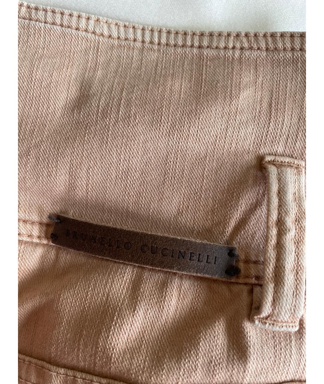BRUNELLO CUCINELLI Коралловые хлопко-лиоцелловые прямые джинсы, фото 6