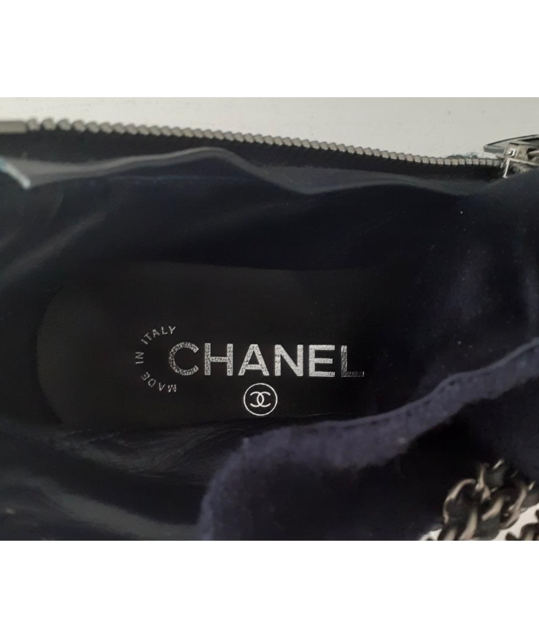 CHANEL Темно-синие текстильные ботинки, фото 5