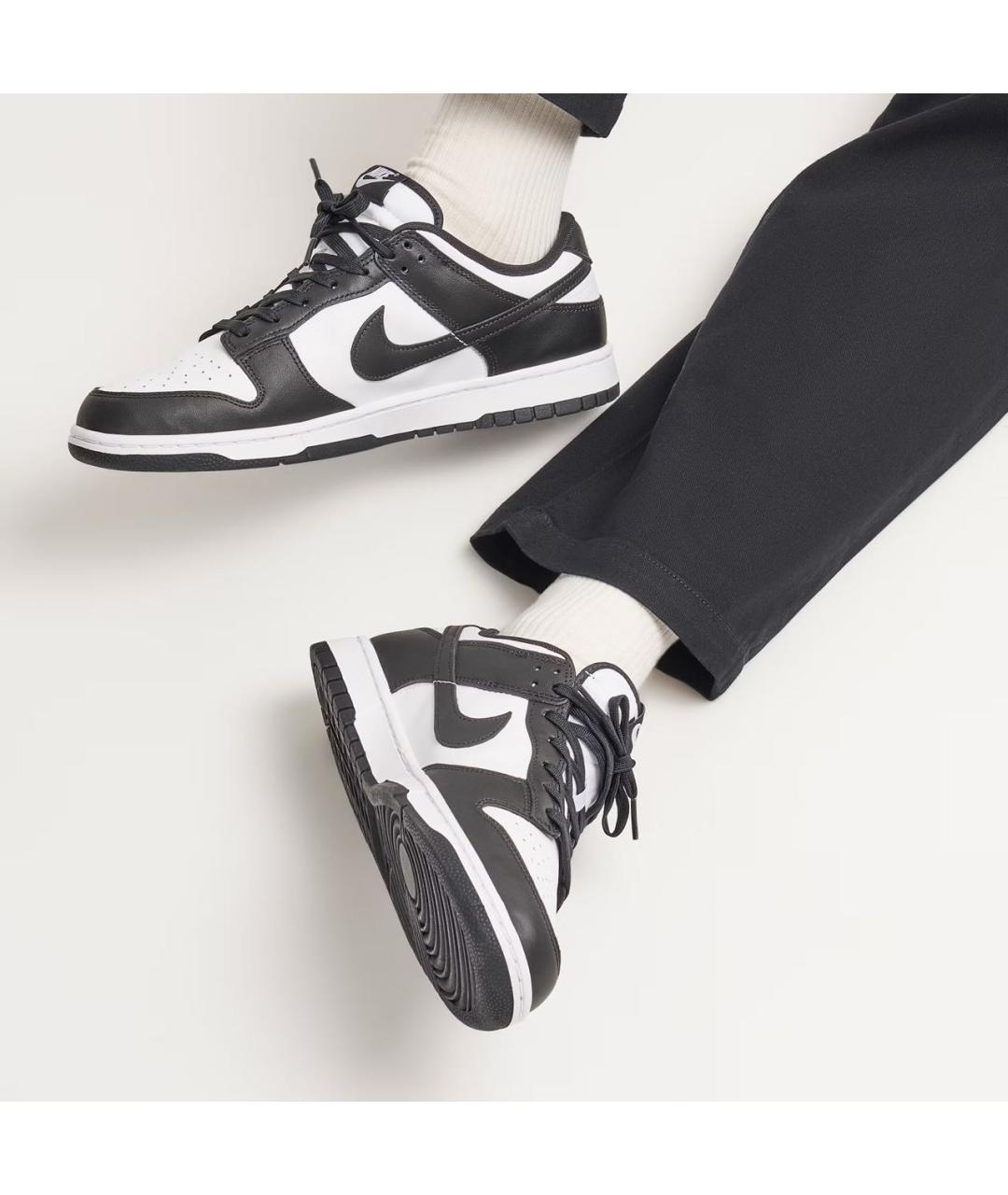 NIKE Черные кожаные низкие кроссовки / кеды, фото 4