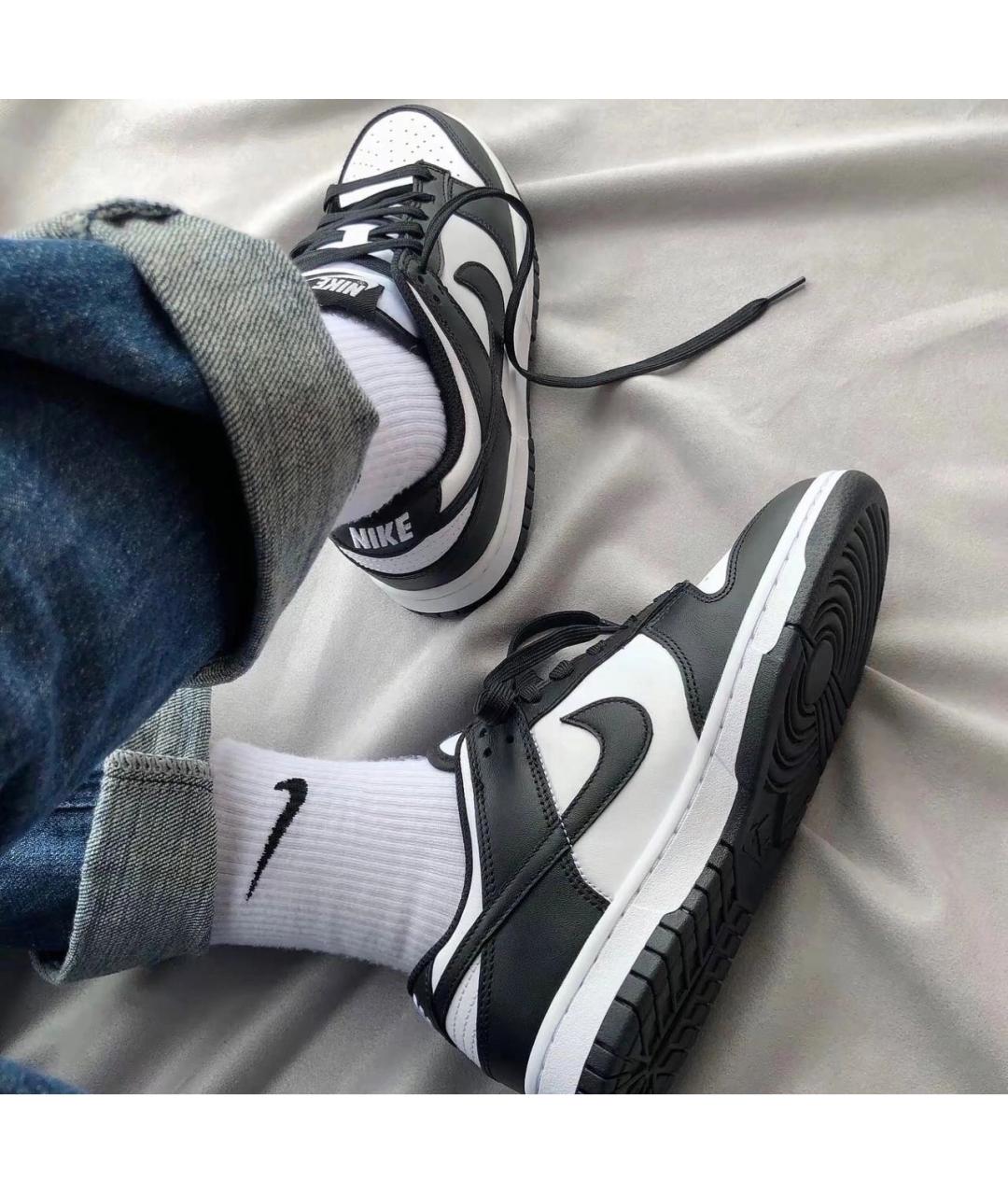 NIKE Черные кожаные низкие кроссовки / кеды, фото 2
