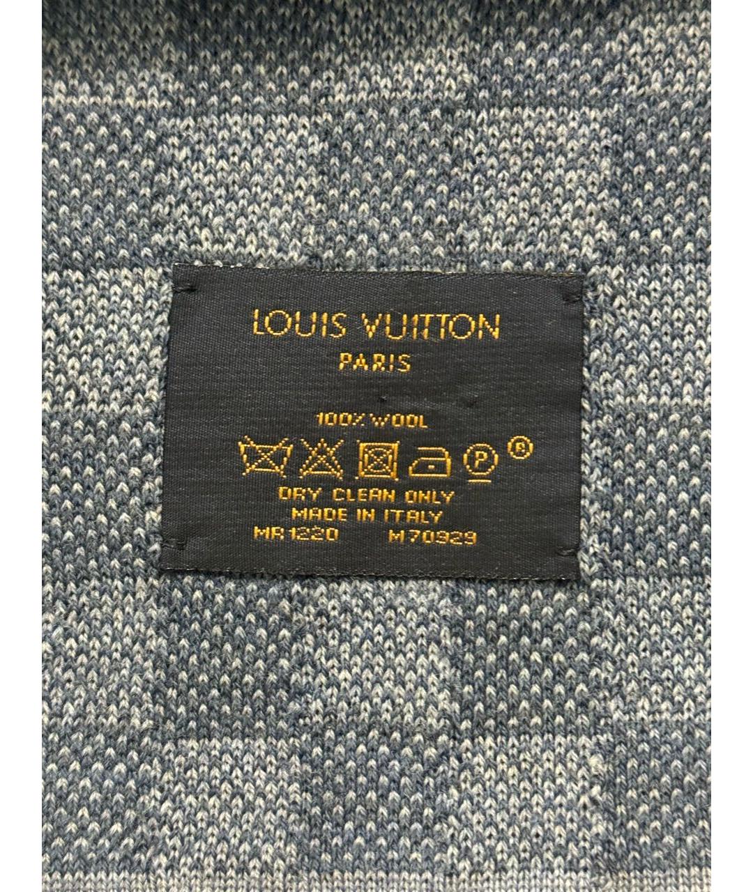 LOUIS VUITTON Голубой шерстяной шарф, фото 3