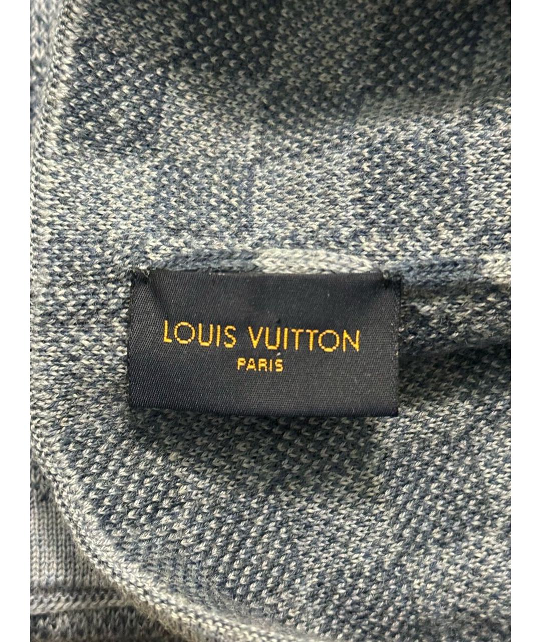 LOUIS VUITTON Голубой шерстяной шарф, фото 4