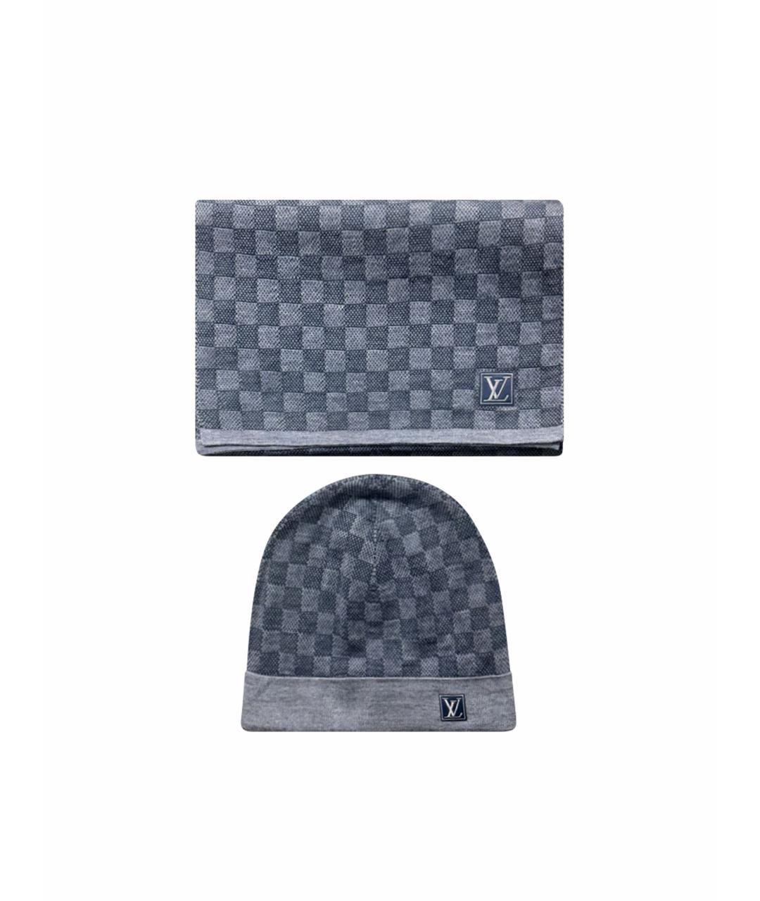 LOUIS VUITTON Голубой шерстяной шарф, фото 1