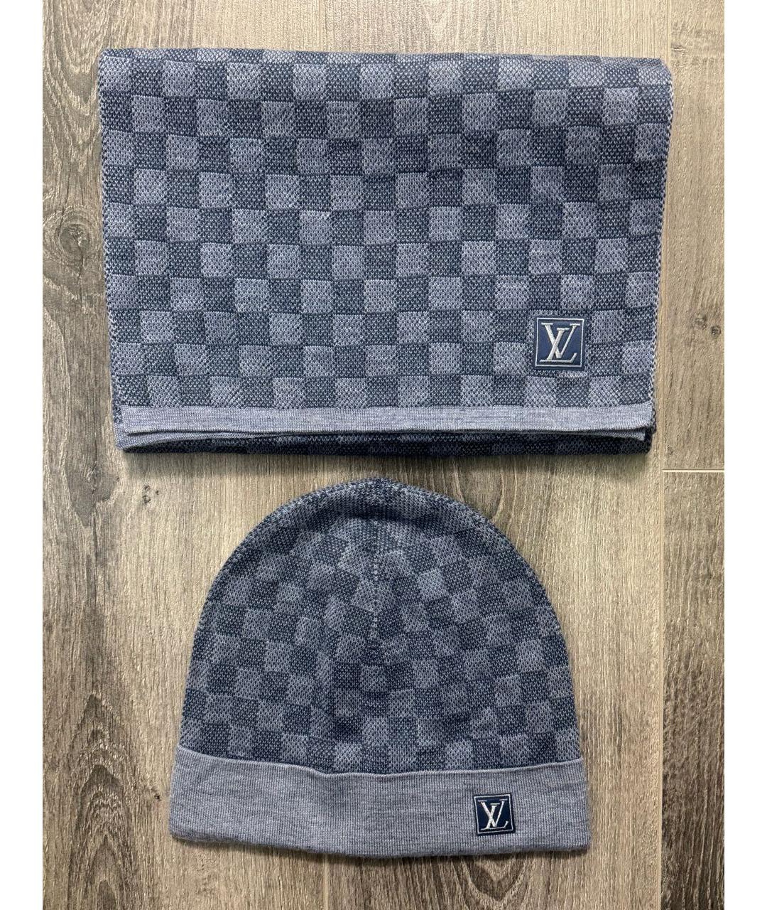 LOUIS VUITTON Голубой шерстяной шарф, фото 8