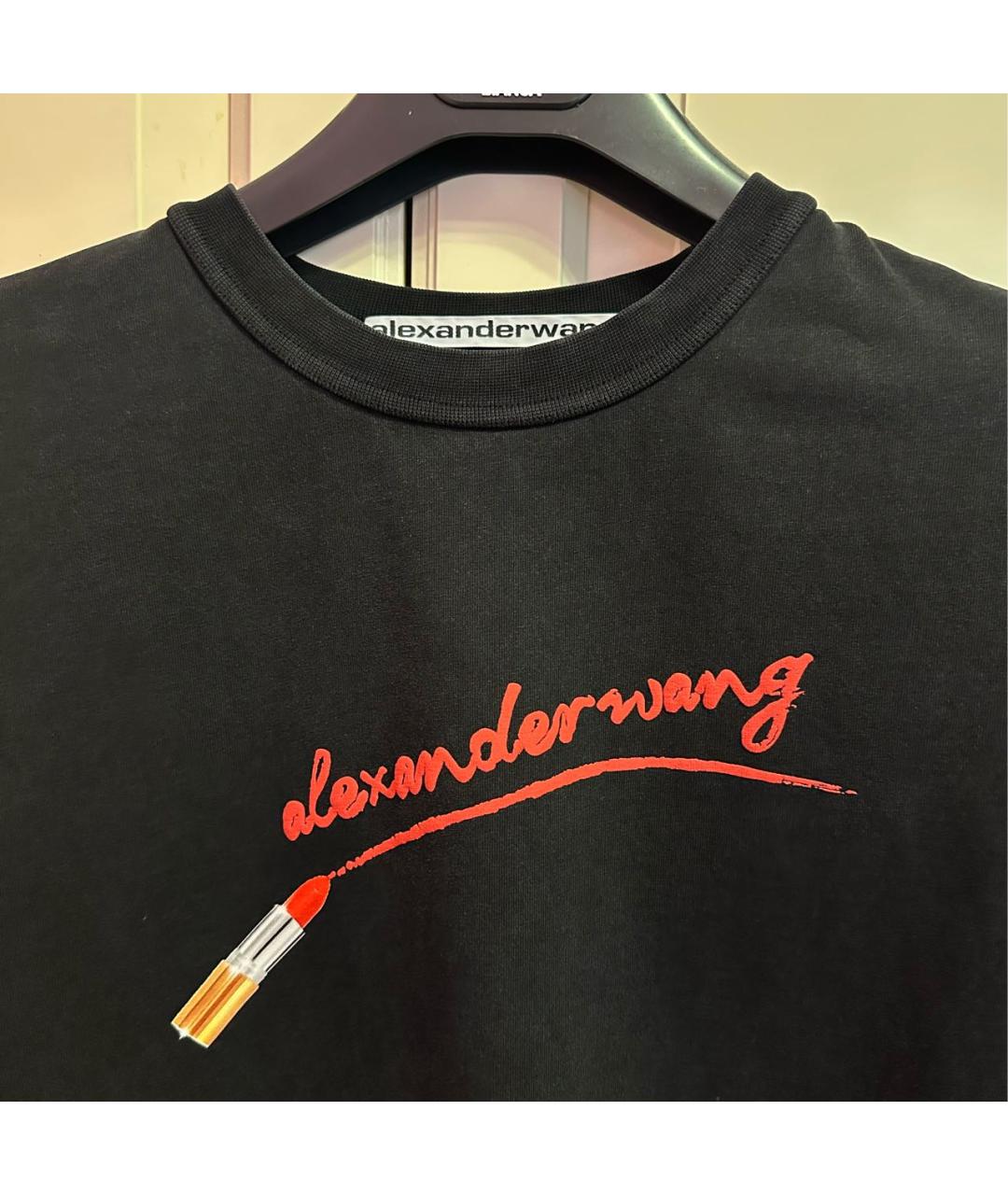 ALEXANDER WANG Черная хлопковая футболка, фото 2