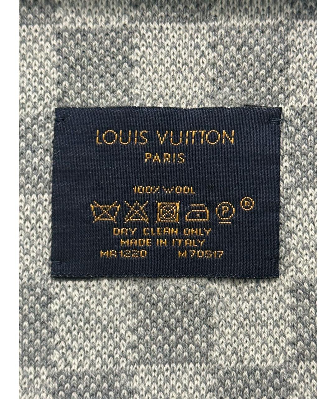 LOUIS VUITTON Серый шерстяной шарф, фото 3
