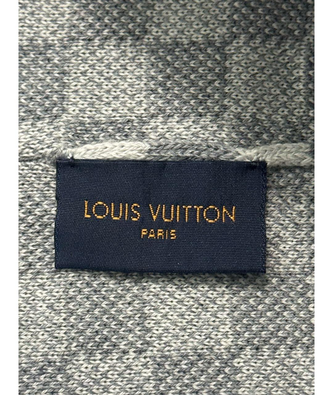 LOUIS VUITTON Серый шерстяной шарф, фото 4