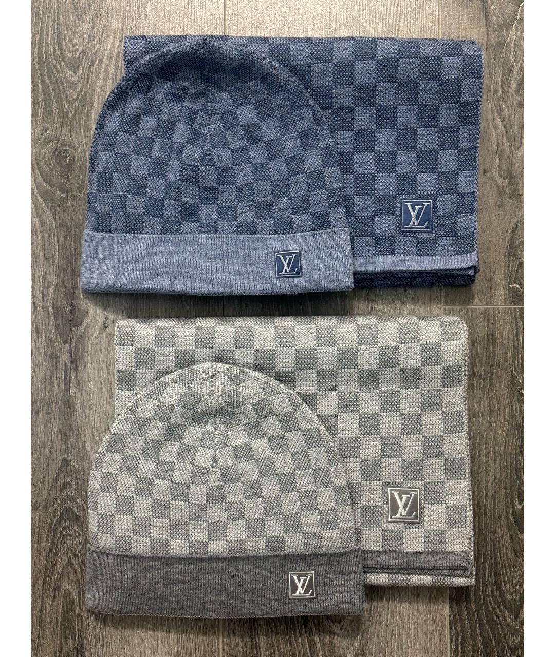 LOUIS VUITTON Серый шерстяной шарф, фото 6