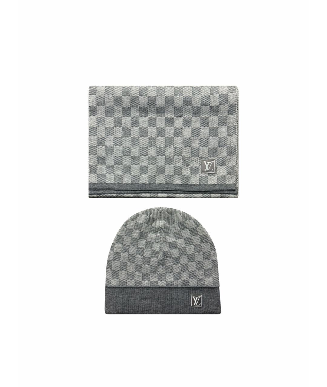 LOUIS VUITTON Серый шерстяной шарф, фото 1